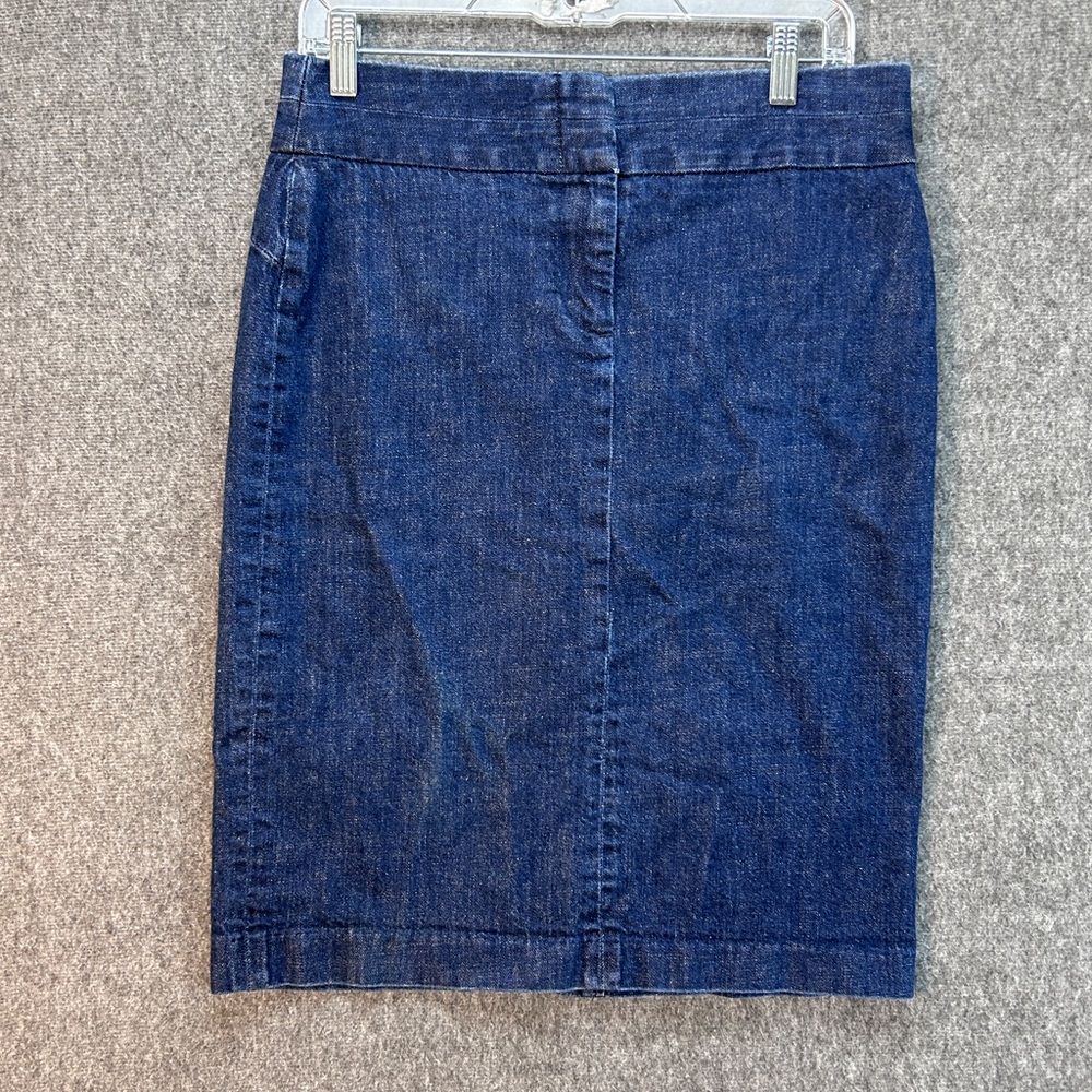 J.Crew Skirt Womens 8 Medium Wash Blue Denim Pencil Knee Length Pockets